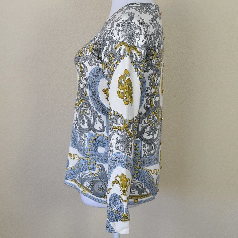 J. McLaughlin Printed Long Sleeve Button Back Sweater - Picture 5 of 9